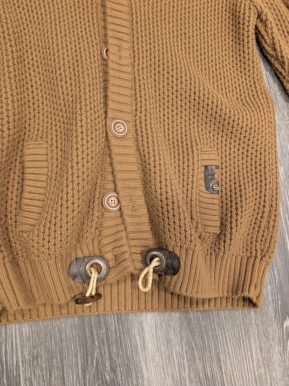 Men's Cable-Knit Shawl Collar Sweater Cardigan - Brown